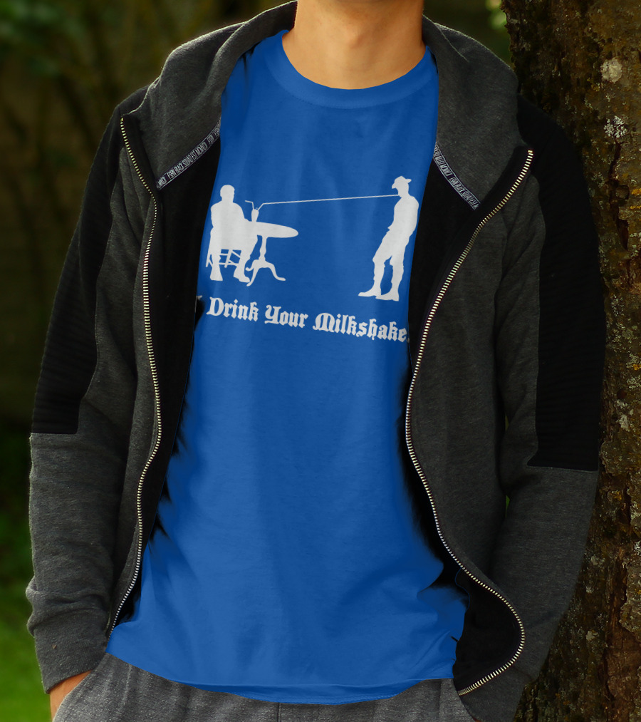 I Drink Your Milkshake Vintage Silhouette Blue T-Shirt