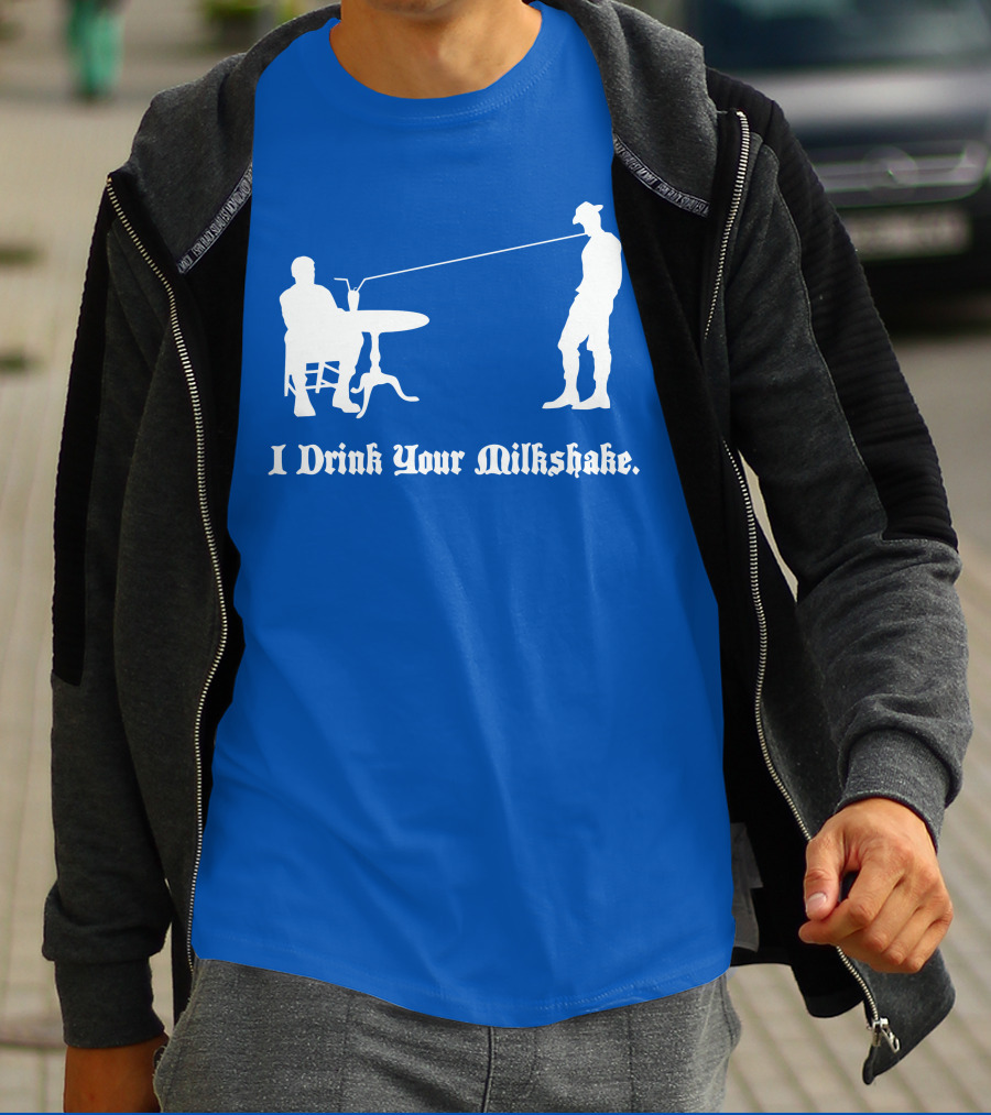 I Drink Your Milkshake Vintage Silhouette Blue T-Shirt