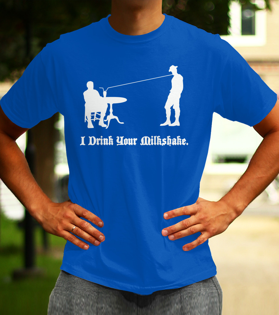 I Drink Your Milkshake Vintage Silhouette Blue T-Shirt