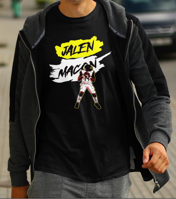 Jalen Macon Football Player Black White Yellow T-Shirt