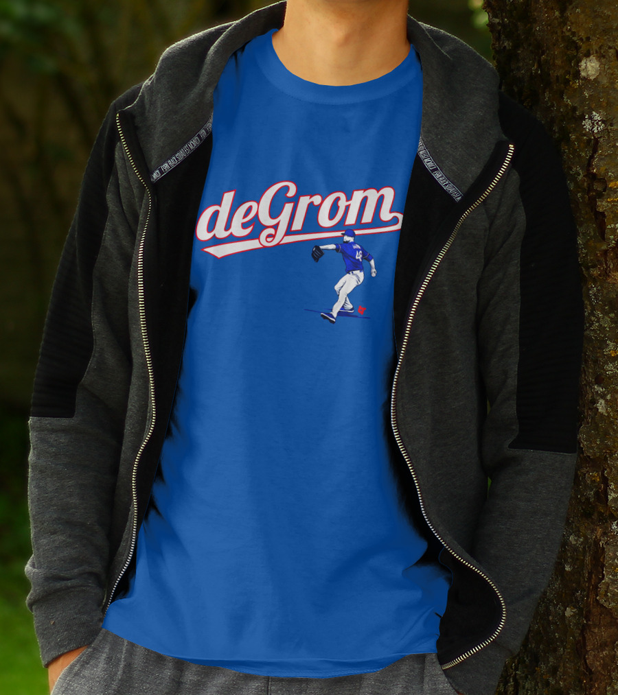 DeGrom Texas Pitching Action Logo Blue T-Shirt