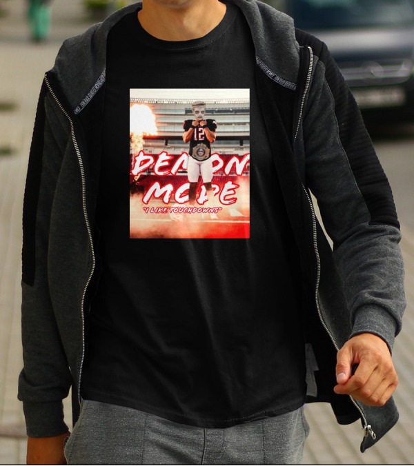 Demon Mode I Like Touchdowns Football Player In Stadium T-Shirt