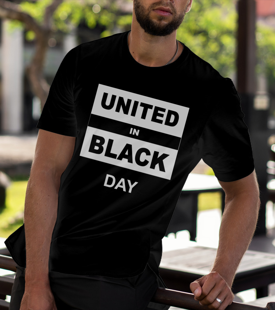 United In Black Day Bold White Block Text T-Shirt