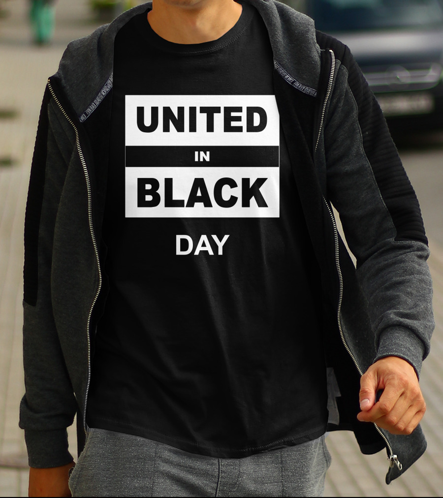 United In Black Day Bold White Block Text T-Shirt