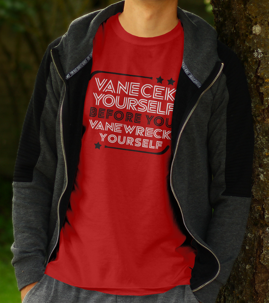 Vanecek Yourself Before You Vanewreck Yourself Stars Red T-Shirt