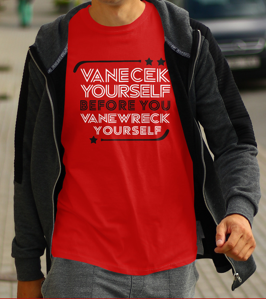 Vanecek Yourself Before You Vanewreck Yourself Stars Red T-Shirt