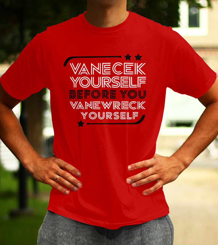 Vanecek Yourself Before You Vanewreck Yourself Stars Red T-Shirt