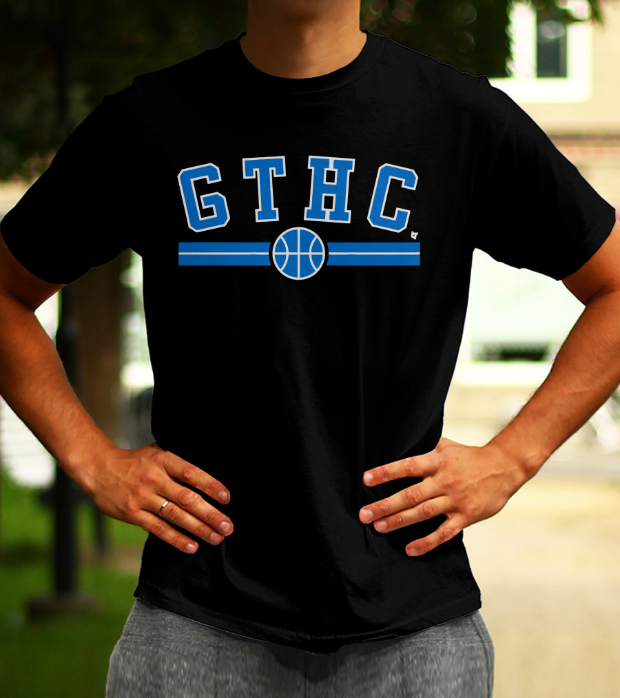 GTHC Basketball Icon Blue Stripes T-Shirt