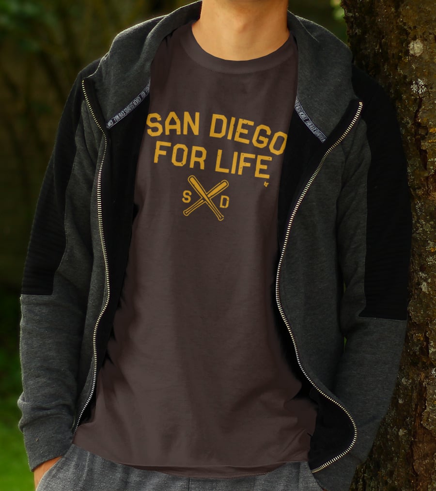 San Diego For Life SD Crossed Baseball Bats T-Shirt