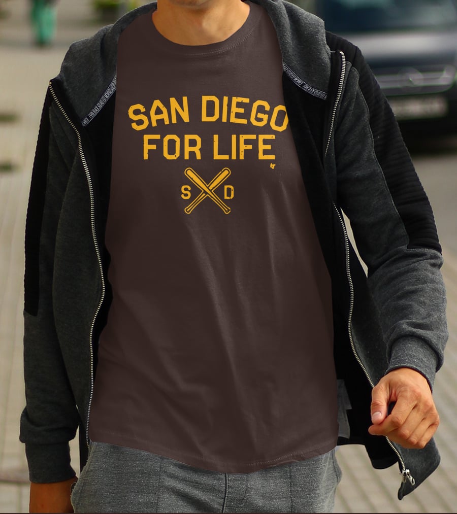 San Diego For Life SD Crossed Baseball Bats T-Shirt