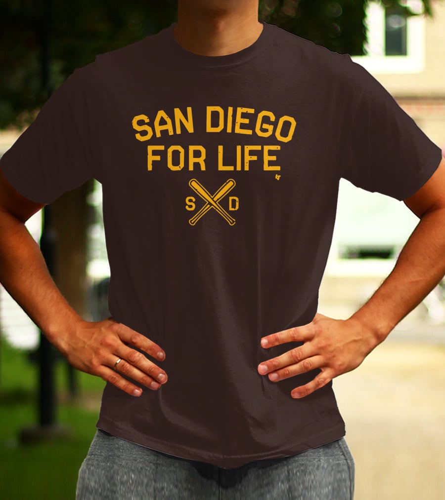 San Diego For Life SD Crossed Baseball Bats T-Shirt