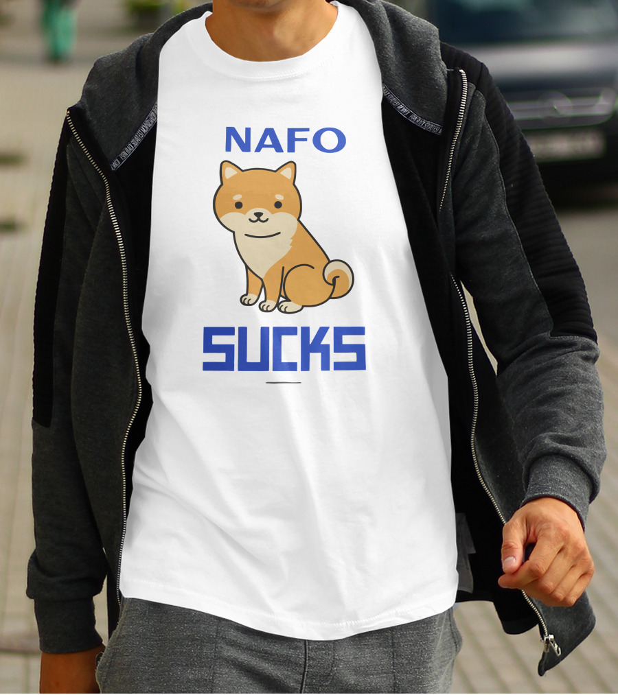 NAFO Sucks Cute Dog Cartoon T-Shirt