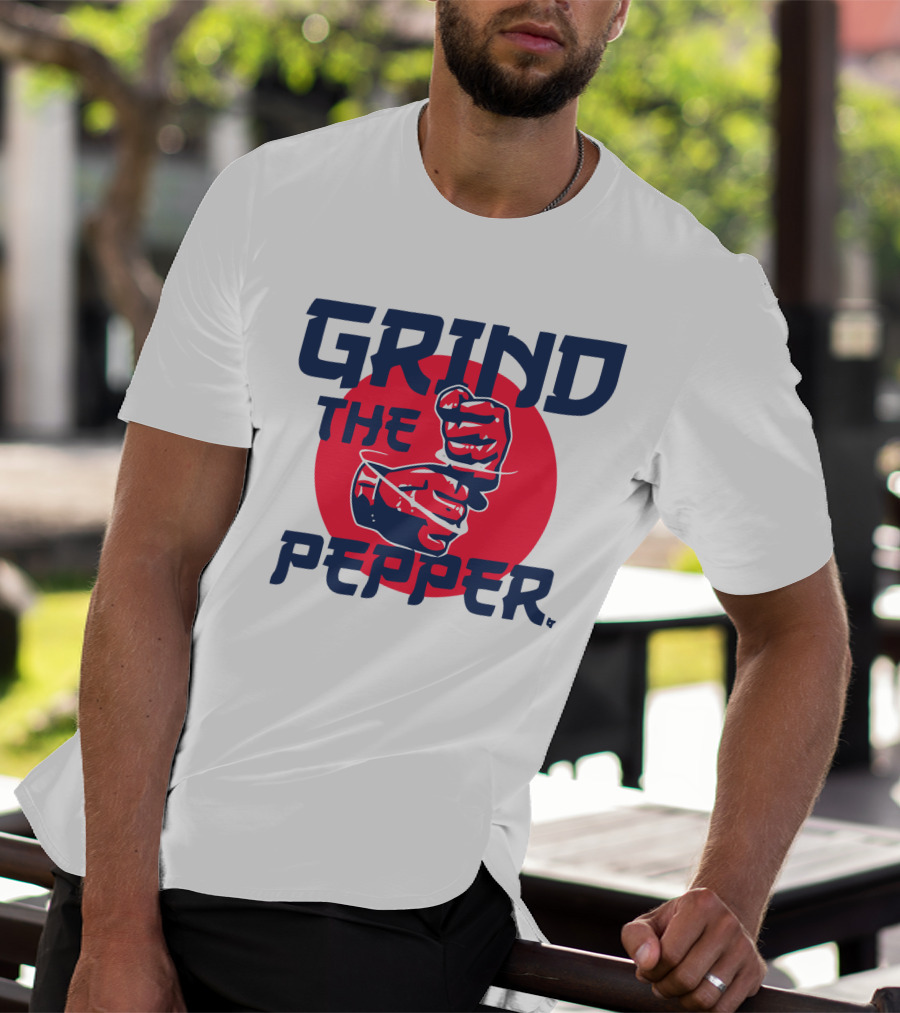 GRIND THE PEPPER JAPAN HAND GESTURE RED CIRCLE BACKGROUND T-Shirt