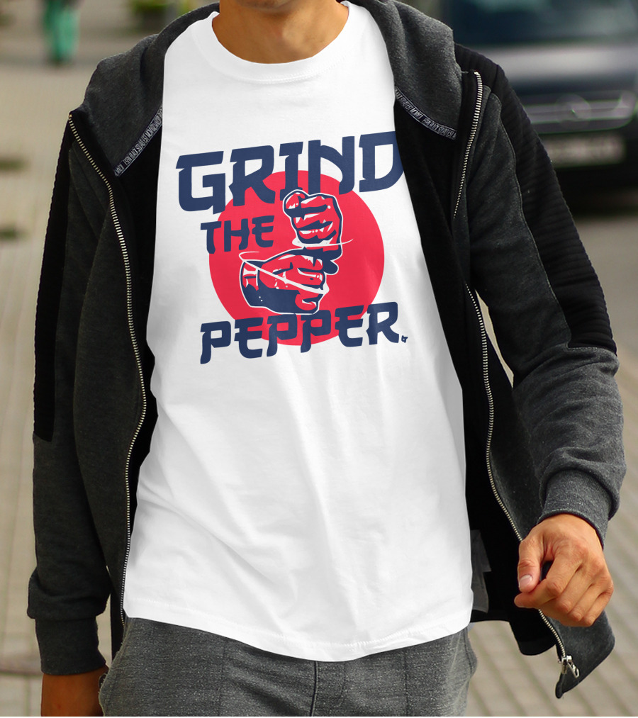 GRIND THE PEPPER JAPAN HAND GESTURE RED CIRCLE BACKGROUND T-Shirt