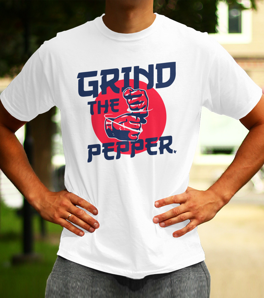 GRIND THE PEPPER JAPAN HAND GESTURE RED CIRCLE BACKGROUND T-Shirt