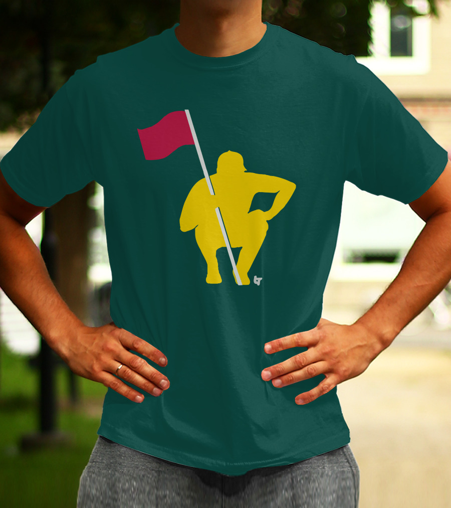 The Caddie Network April In Georgia Crouching Golfer With Red Flag T-Shirt