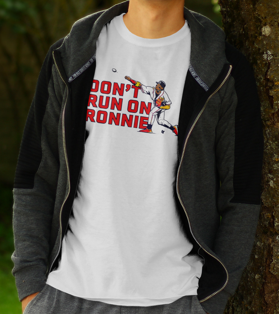 Ronald Acuña Jr Don't Run On Ronnie Action Throw Baseball T-Shirt