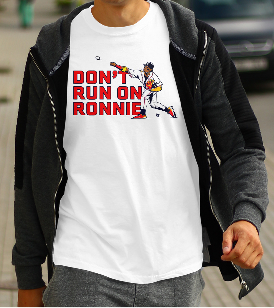 Ronald Acuña Jr Don't Run On Ronnie Action Throw Baseball T-Shirt