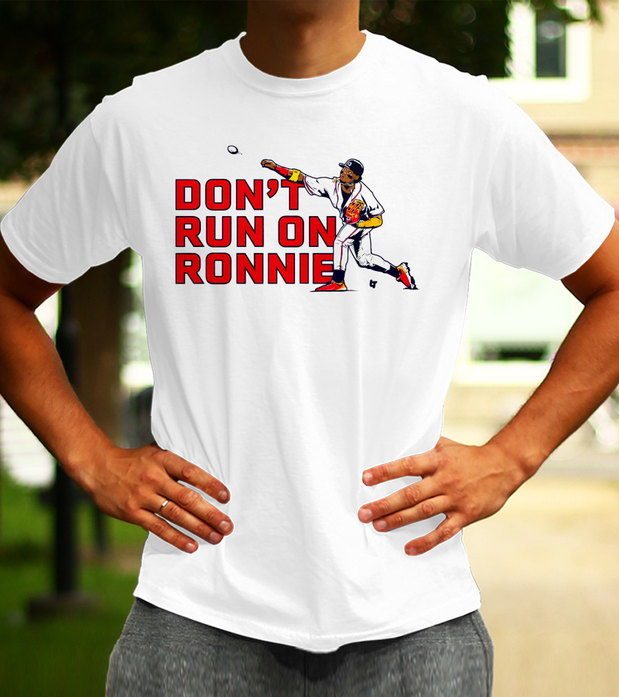 Ronald Acuña Jr Don't Run On Ronnie Action Throw Baseball T-Shirt