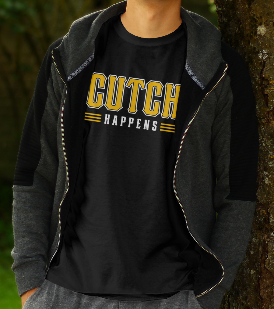 Cutch Happens Baseball Humor Yellow T-Shirt