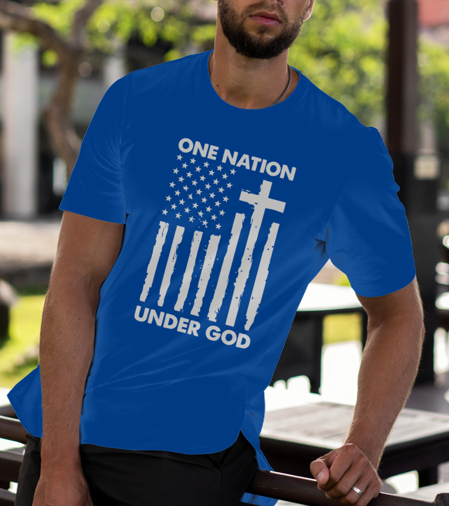 One Nation Under God American Flag Cross Stars Stripes Representation T-Shirt