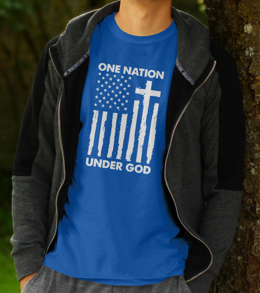 One Nation Under God American Flag Cross Stars Stripes Representation T-Shirt