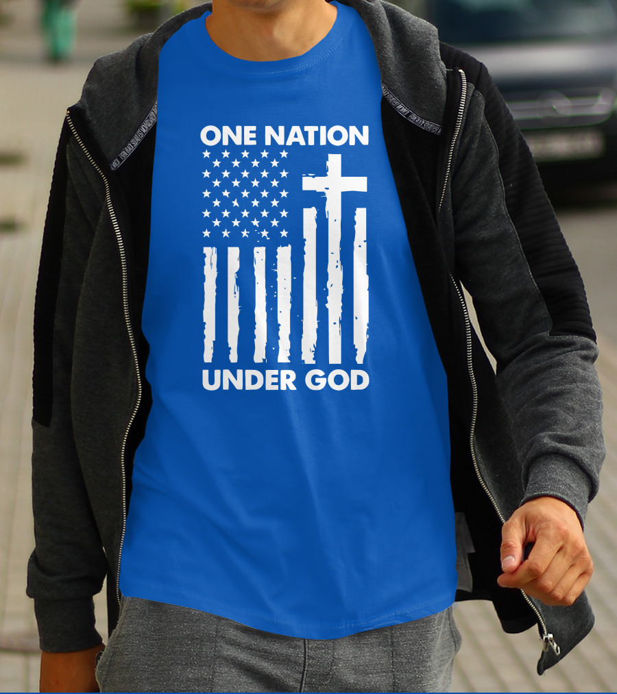 One Nation Under God American Flag Cross Stars Stripes Representation T-Shirt