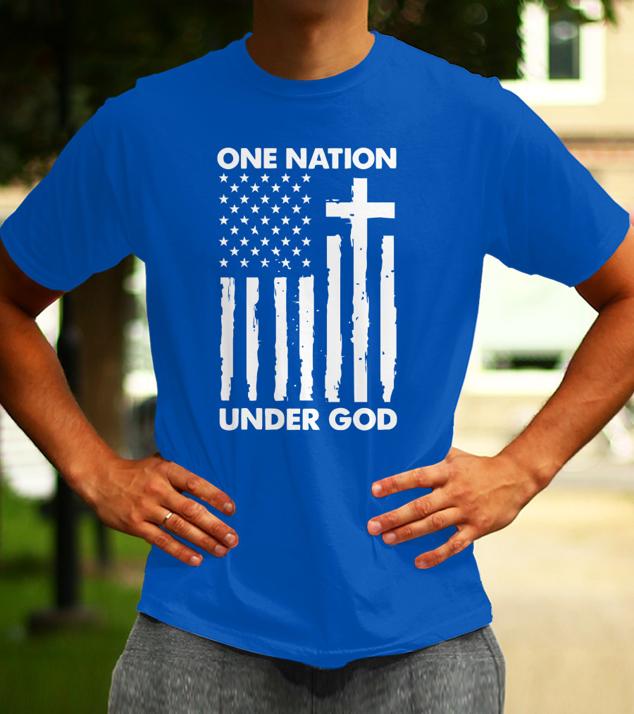 One Nation Under God American Flag Cross Stars Stripes Representation T-Shirt