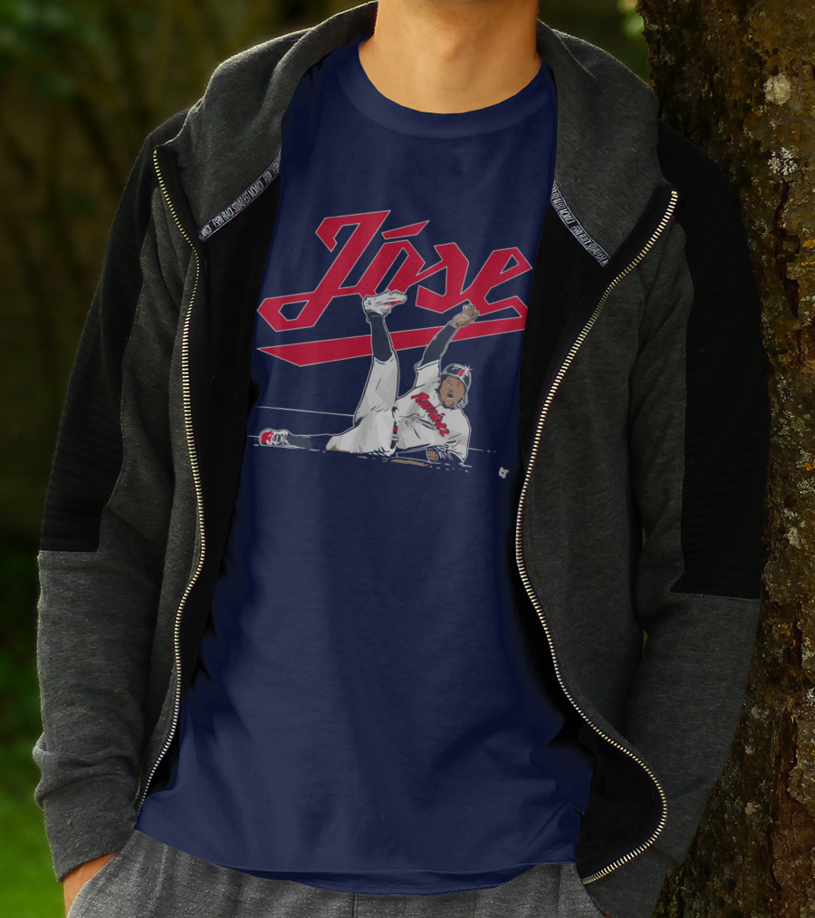 José Ramírez Slide Illustration With Cleveland Baseball Inspiration T-Shirt