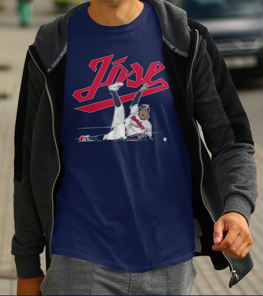 José Ramírez Slide Illustration With Cleveland Baseball Inspiration T-Shirt