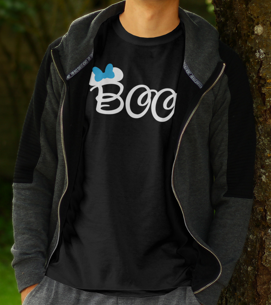 Boo Halloween Blue Bow Cartoon Relaxed Fit T-Shirt