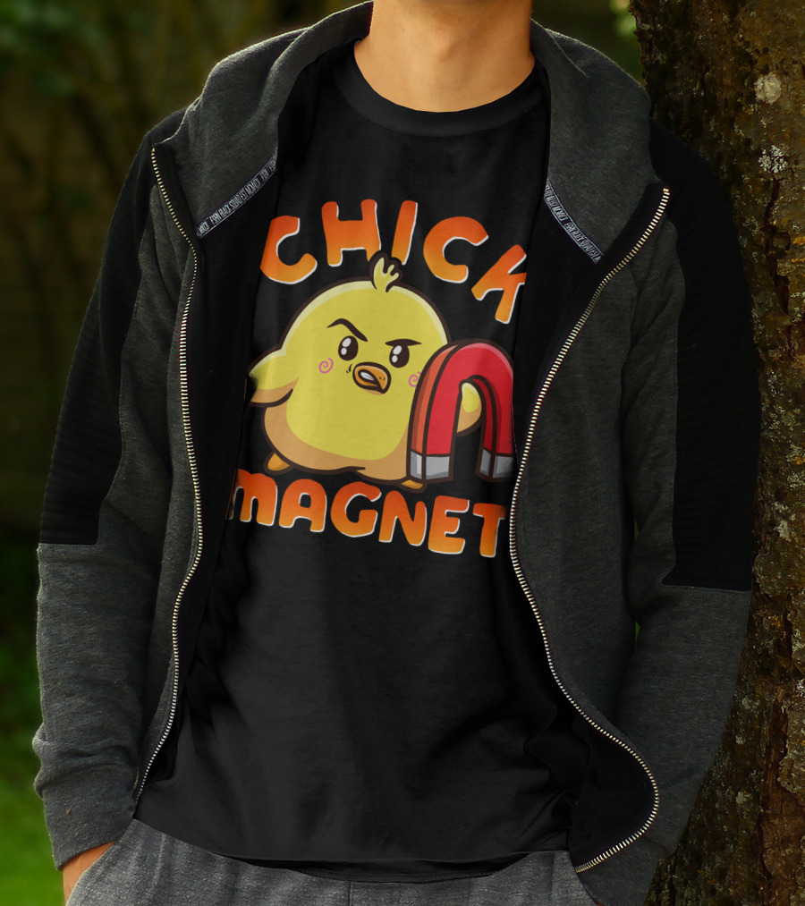Chick Magnet Funny Halloween Costume Magnetic Little Chick With Magnet T-Shirt