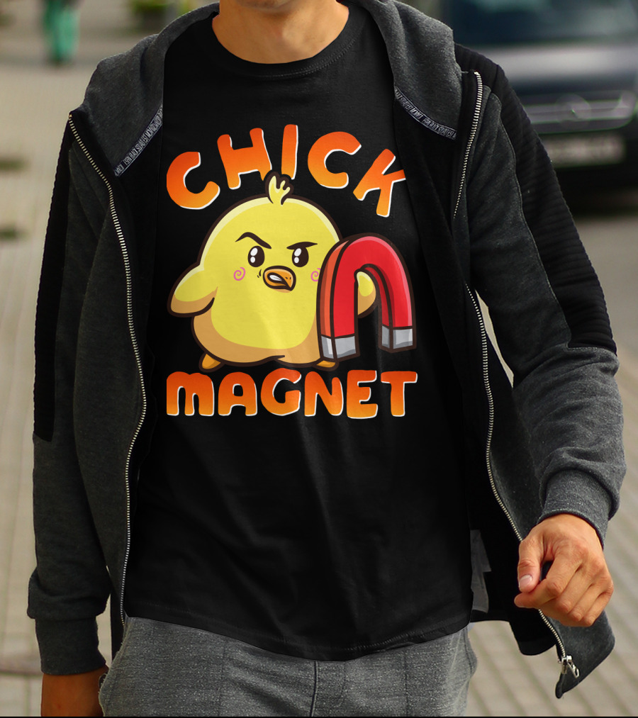 Chick Magnet Funny Halloween Costume Magnetic Little Chick With Magnet T-Shirt