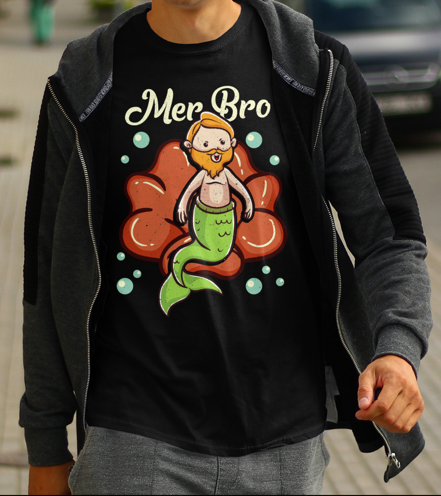 Merbro Merman Brother Of Mermaid Swimming Dad Security T-Shirt