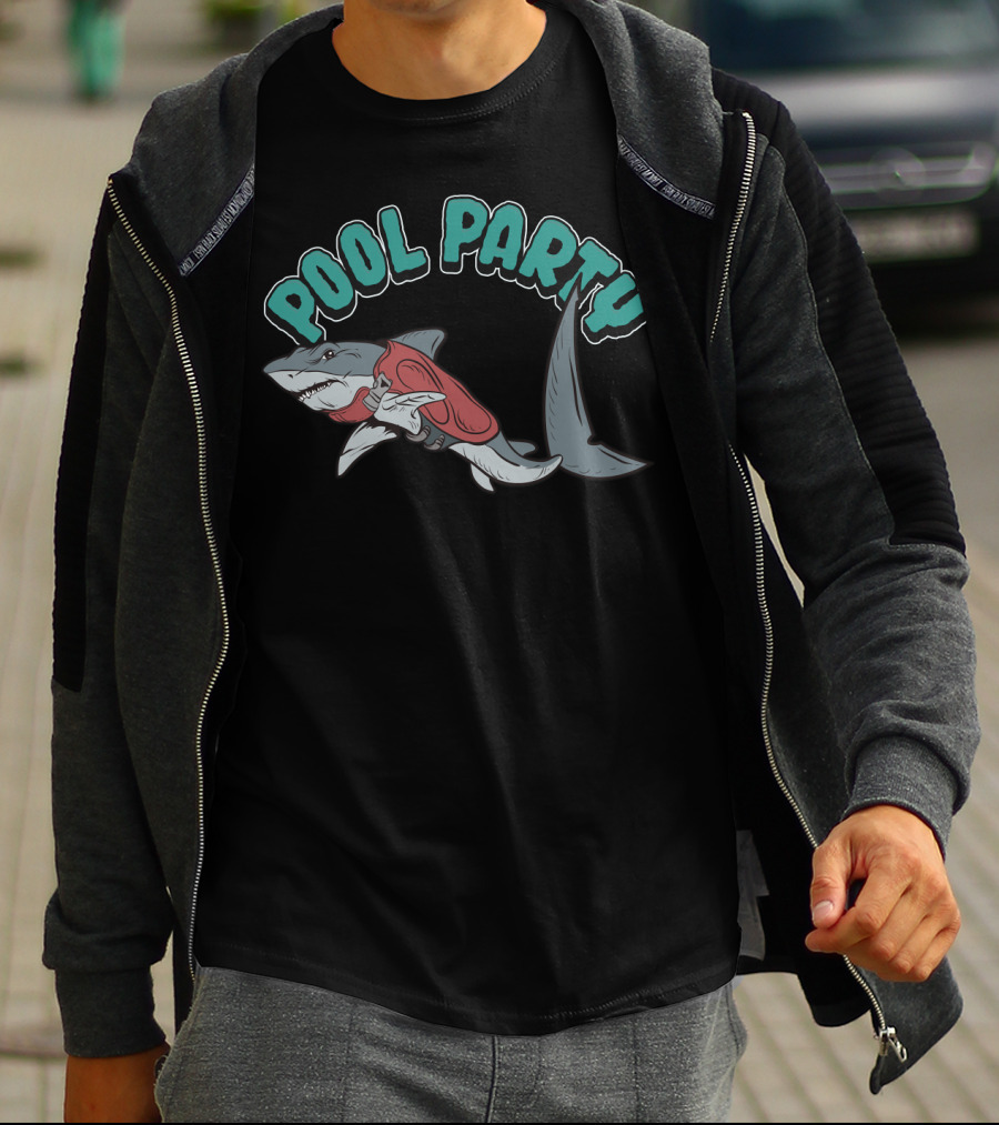Pool Party Float Shark Summer Beach Swimming T-Shirt