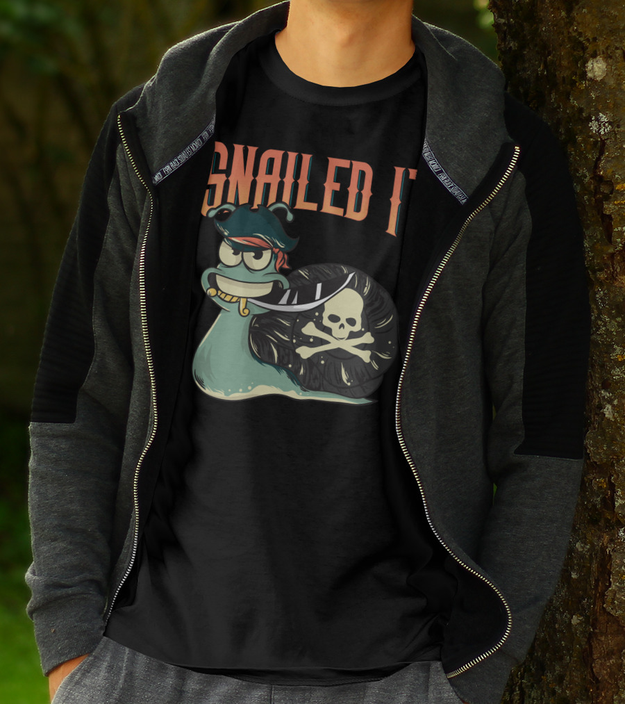 Snailed It Pirate Skull Snail Kawaii T-Shirt