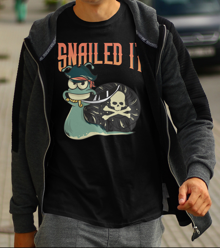 Snailed It Pirate Skull Snail Kawaii T-Shirt