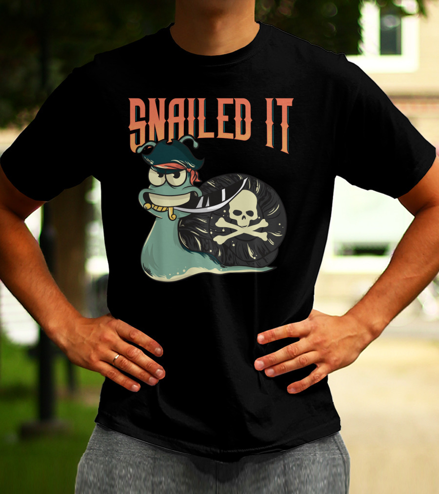 Snailed It Pirate Skull Snail Kawaii T-Shirt