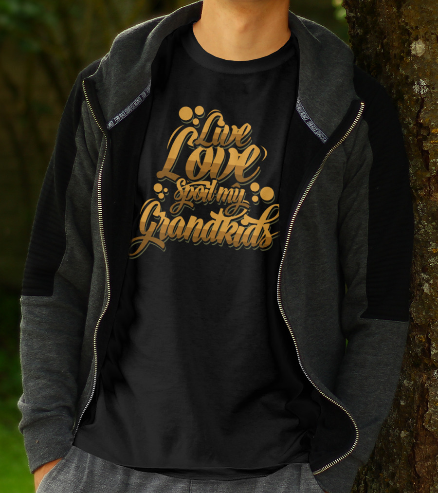 Live Love Spoil My Grandkids Gold Bubbles T-Shirt