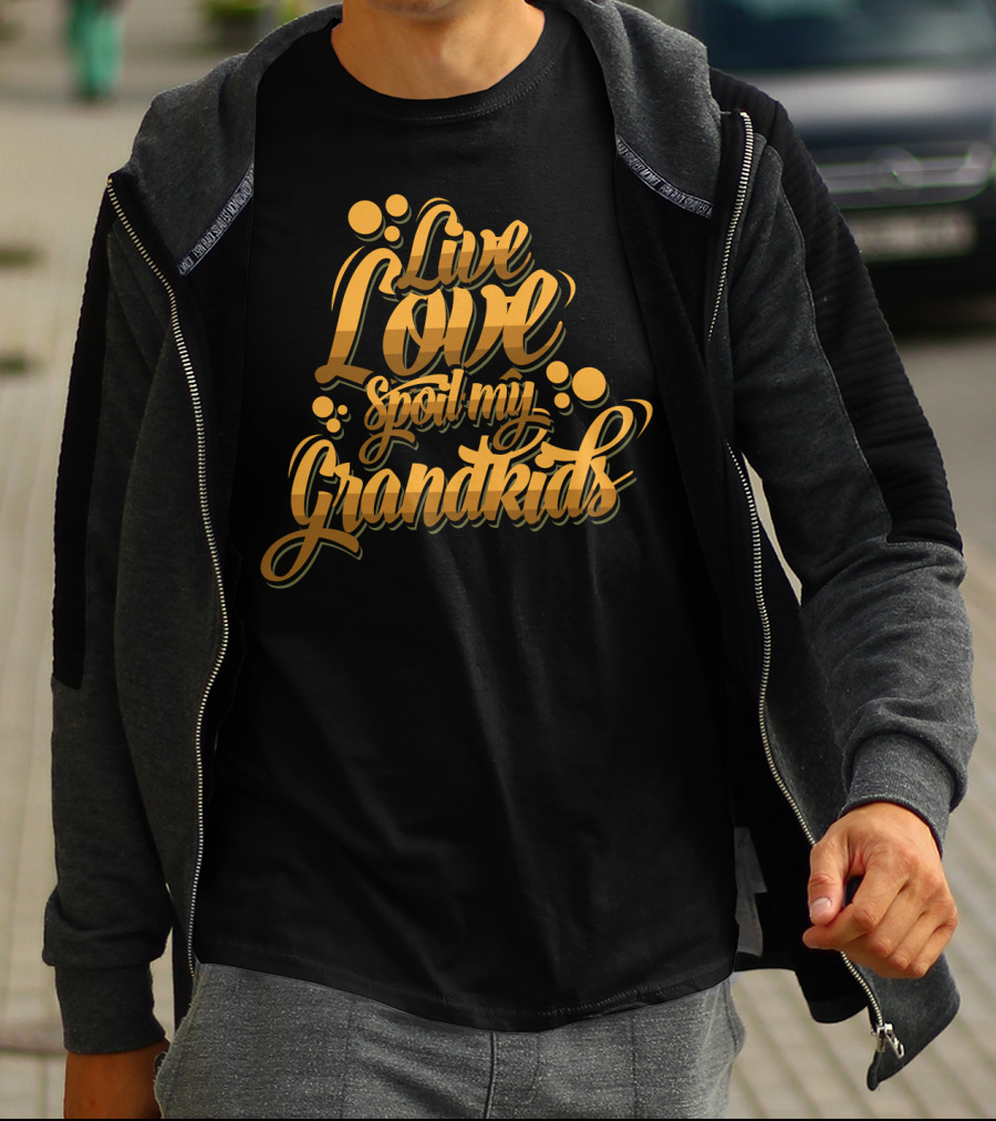 Live Love Spoil My Grandkids Gold Bubbles T-Shirt
