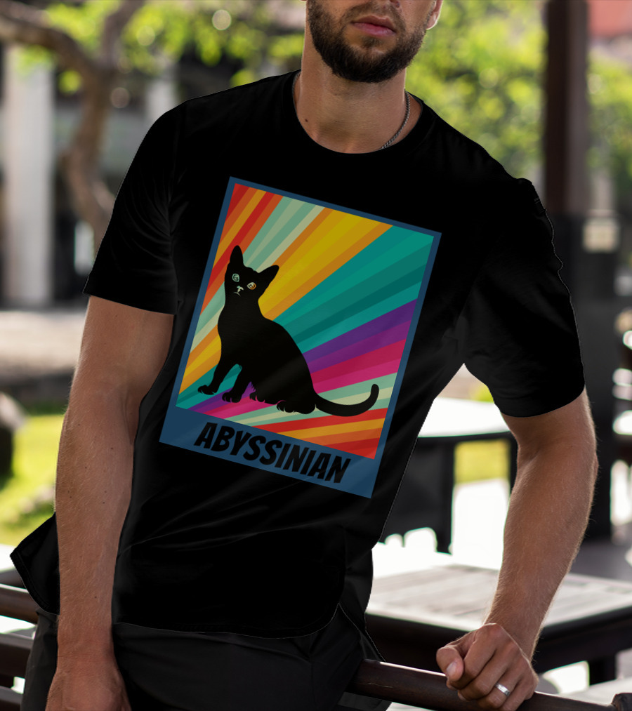 Abyssinian Cat Retro Rainbow T-Shirt