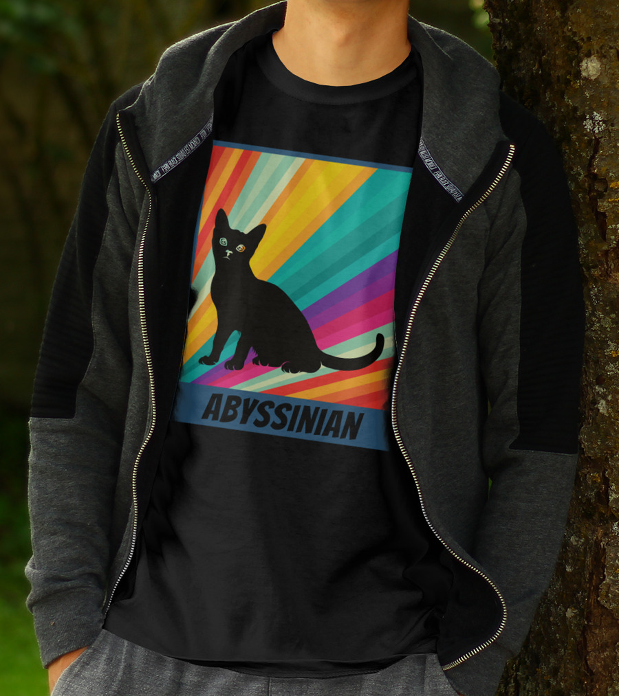 Abyssinian Cat Retro Rainbow T-Shirt