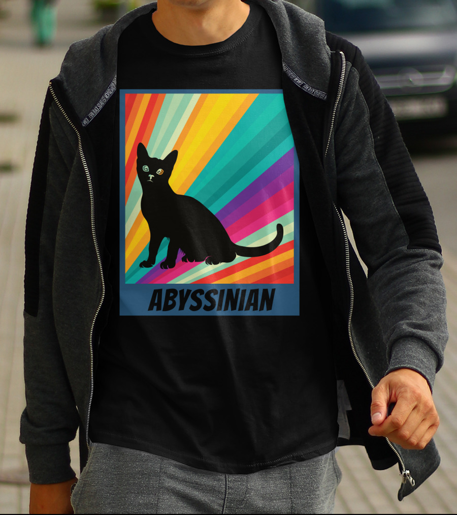 Abyssinian Cat Retro Rainbow T-Shirt