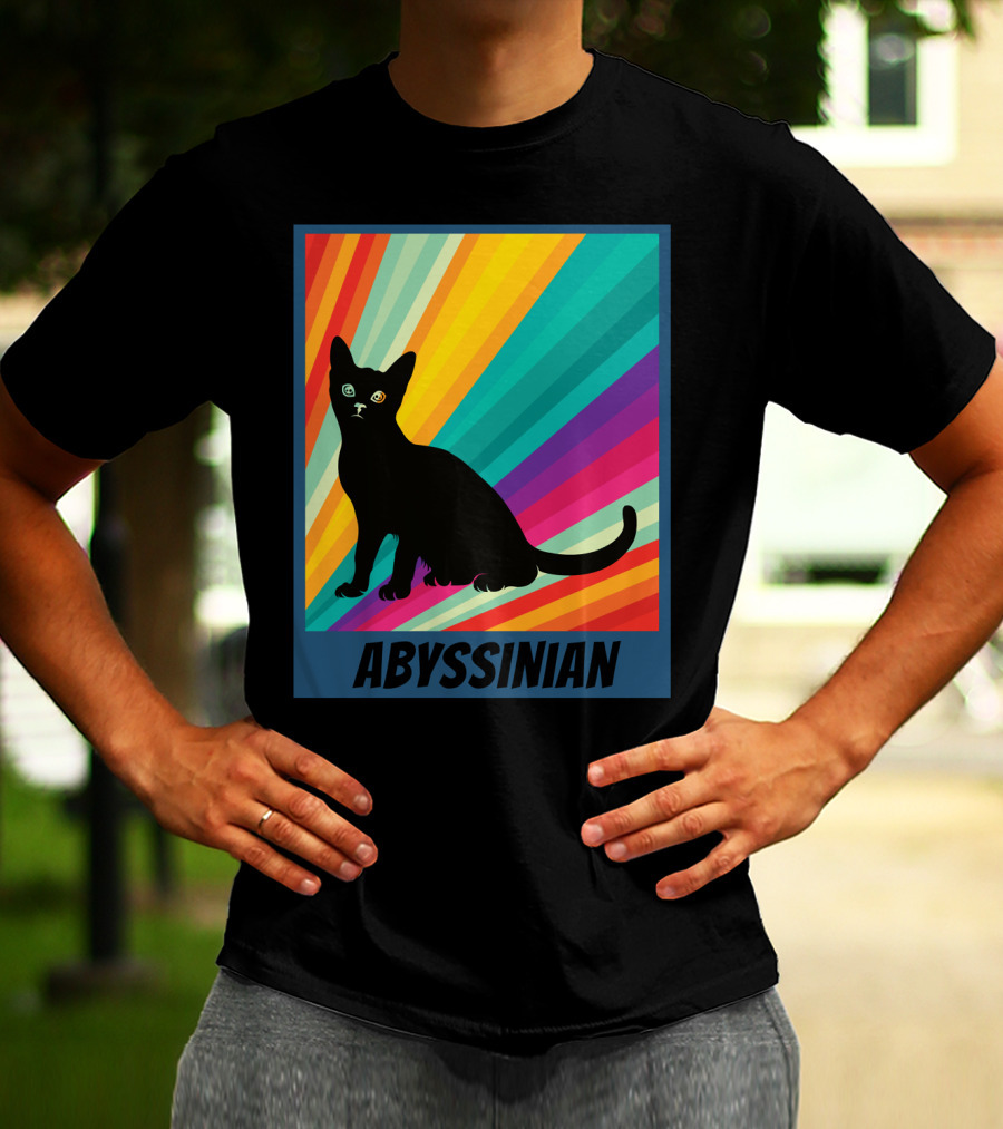 Abyssinian Cat Retro Rainbow T-Shirt