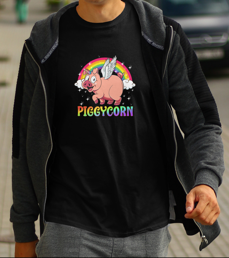 Piggycorn Flying Pig Unicorn Rainbow Farm Animal Magical Creature T-Shirt