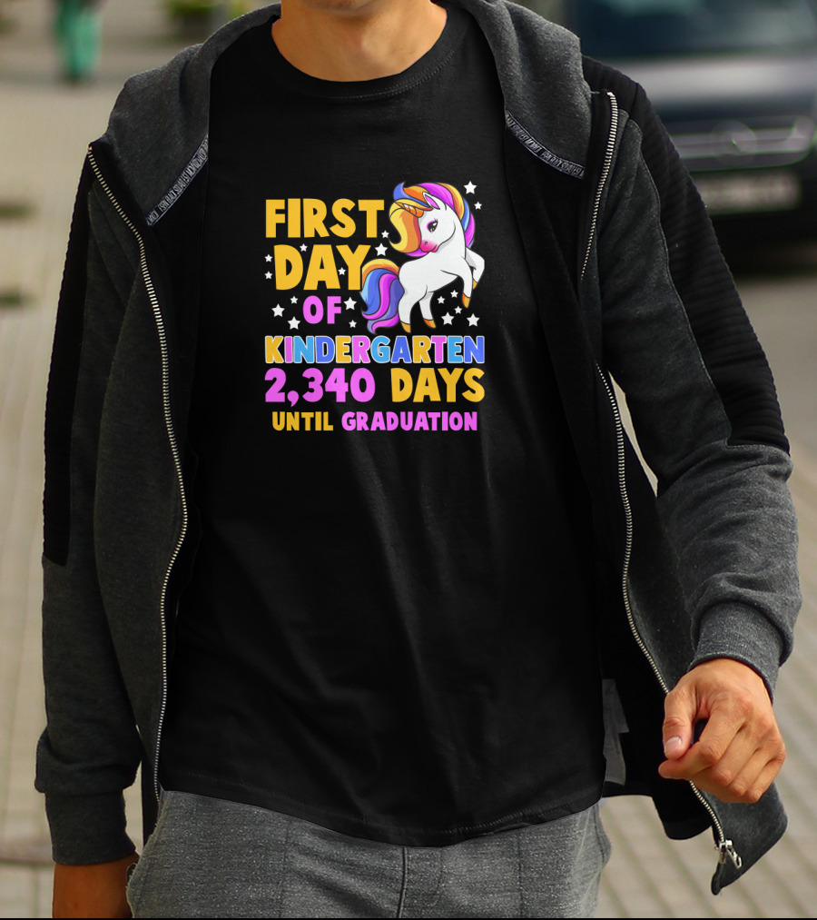 First Day Of Kindergarten Unicorn 2,340 Days Until Graduation T-Shirt
