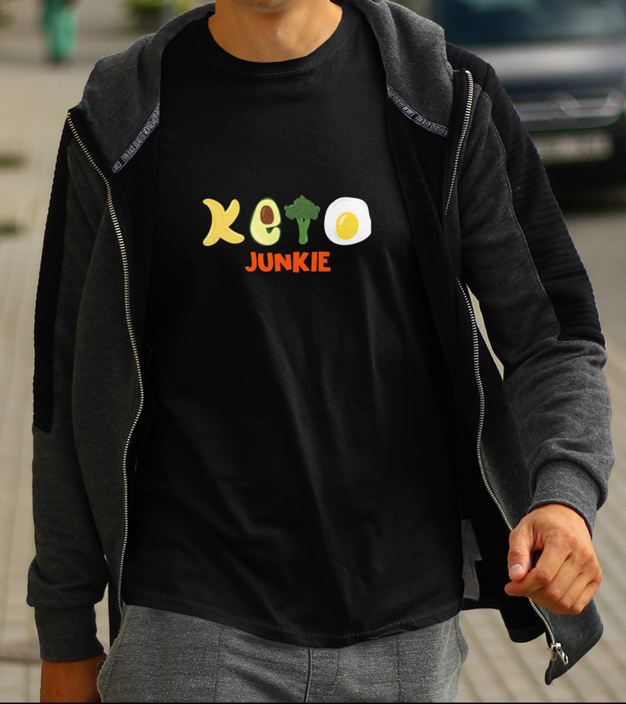 Keto Diet Junkie Avocado Broccoli Egg Ketogenic Food T-Shirt