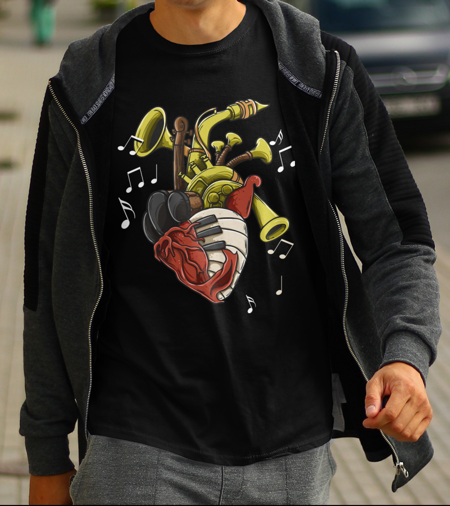 Musician Heart Love Music Passion Musical Instruments Notes T-Shirt