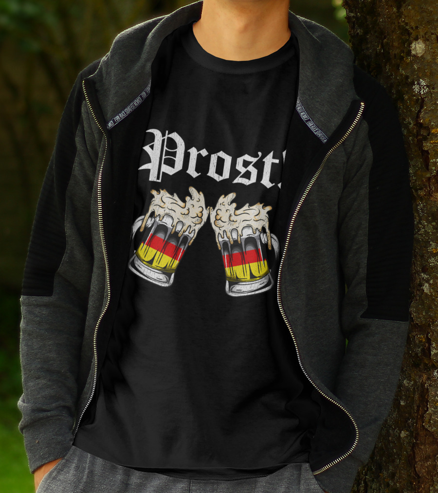Prost Cheers Oktoberfest Beer German Flag Mugs T-Shirt