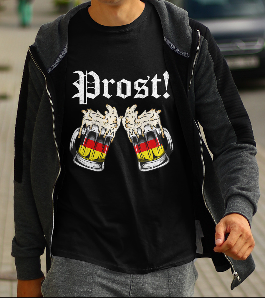 Prost Cheers Oktoberfest Beer German Flag Mugs T-Shirt